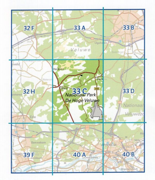 33C Hoenderloo topografische wandelkaart 1:25.000 TK25.33C  Kadaster / Geo-Informatie Top. kaarten Gelderland  Wandelkaarten Arnhem en de Veluwe