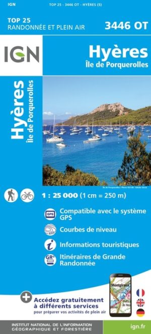 wandelkaart 3446OT Hyères, Île de Porquerolles 1:25.000 9782758552413  IGN IGN 25 Provence  Wandelkaarten Provence, Marseille, Camargue