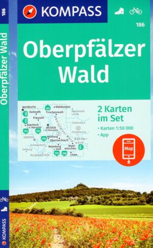 Kompass wandelkaart KP-186 Oberpfälzer Wald 9783991218289  Kompass Wandelkaarten Kompass Beierse Woud  Wandelkaarten Beierse Woud, Regensburg, Passau