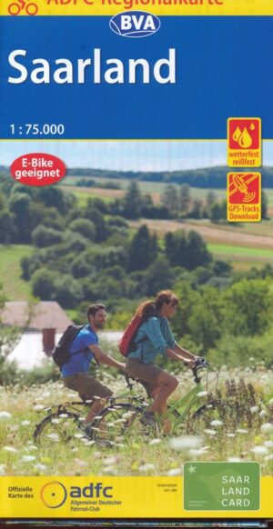 Saarland fietskaart 1:75.000 9783969900109  ADFC / BVA ADFC Regionalkarte  Fietskaarten Saarland, Hunsrück