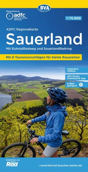 Sauerland fietskaart 1:75.000 9783969901472  ADFC / BVA ADFC Regionalkarte  Fietskaarten Sauerland