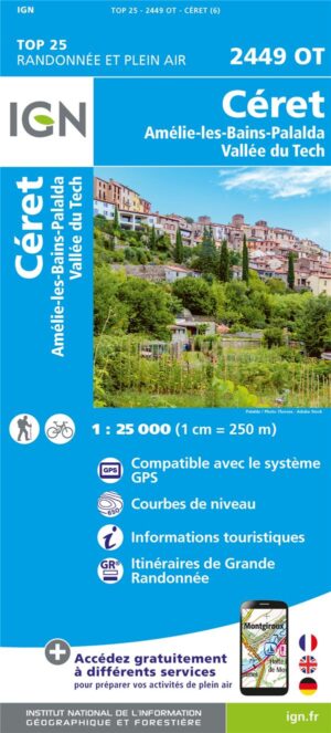 wandelkaart 2449OT Céret, Amélie-les-Bains-Palalda 1:25.000 9782758553472  IGN IGN 25 Franse Pyreneeën  Wandelkaarten Franse Pyreneeën