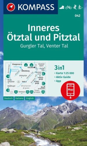 Kompass wandelkaart KP-042 Inneres Ötztal/ Pitztal/ Kaunertal 9783991218777  Kompass Wandelkaarten Kompass Oostenrijk  Wandelkaarten Tirol