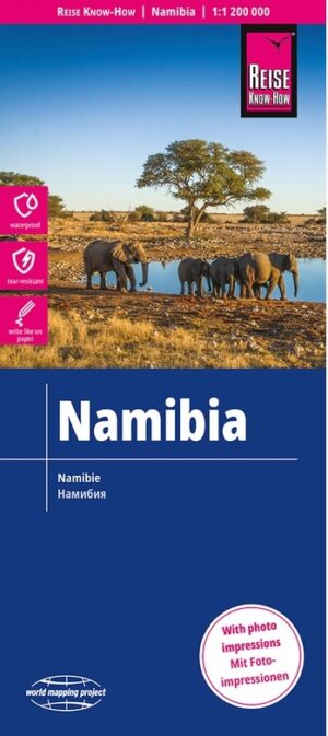 Namibia landkaart, wegenkaart 1:1.250.000 * 9783831773138  Reise Know-How Verlag WMP, World Mapping Project  Landkaarten en wegenkaarten Namibië