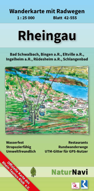 NaturNavi 42-555 wandelkaart Rheingau 1:25.000 9783960990512  NaturNavi Wanderkarten mit Radwegen  Wandelkaarten Frankfurt, Taunus, Rheingau
