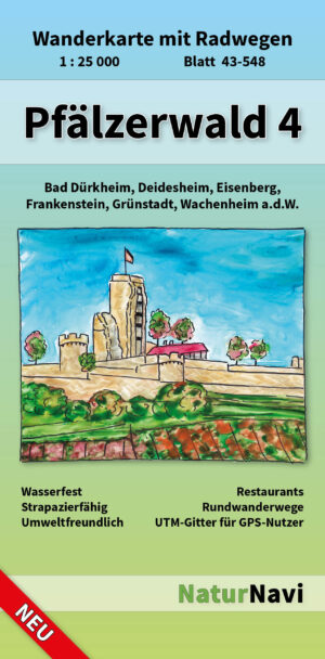 NaturNavi 43-548 wandelkaart Pfälzerwald 4 (Bad Dürkheim) 1:25.000 9783960991458  NaturNavi Wanderkarten mit Radwegen  Wandelkaarten Pfalz, Deutsche Weinstrasse, Rheinhessen