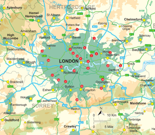 London Walking in-, Park,Heath and Waterside Walks 9781786311467  Cicerone Press   Wandelgidsen Londen