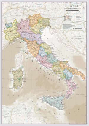 wandkaart Italië staatkundig 42 x 60 cm 9781913834708  MAPS International Political Classic Maps  Wandkaarten Italië