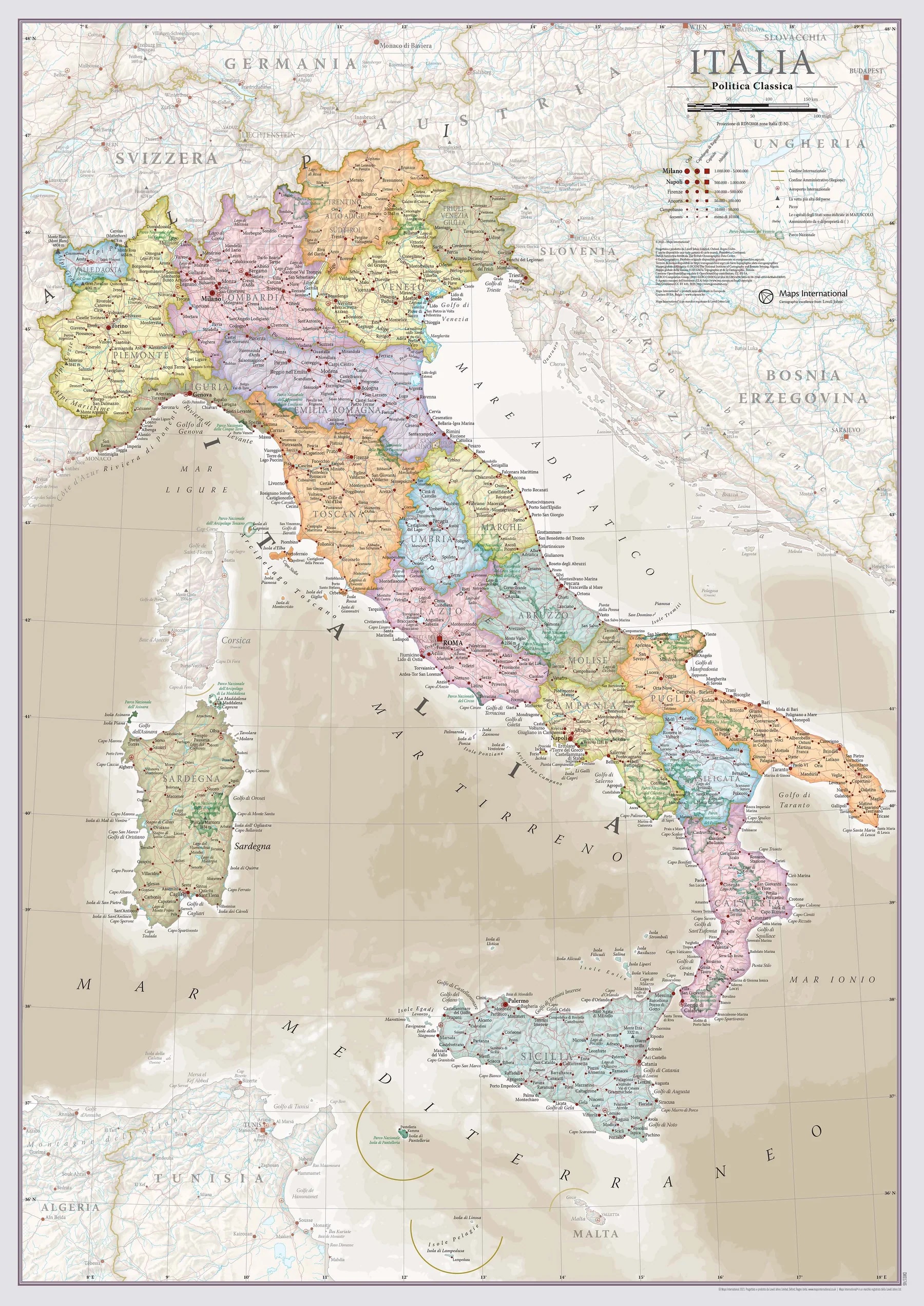 wandkaart Italië staatkundig 42 x 60 cm 9781913834708 MAPS International Political Classic Maps Wandkaarten Italië wandkaart Italië staatkundig 42 x 60 cm 9781913834708 MAPS International Political Classic Maps Wandkaarten Italië