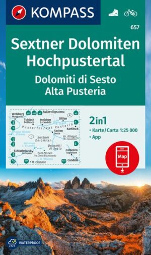 Kompass wandelkaart KP-657  Sextener Dolomiten, Hochpustertal 1:25.000 9783991540366  Kompass Wandelkaarten KP25 Zuid-Tirol, Dolomieten  Wandelkaarten Zuid-Tirol, Dolomieten