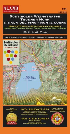 IM-184  Südtiroler Weinstrasse wandelkaart 1:25.000 9788889823545  Idea Montagna 4LAND  Wandelkaarten, Wijnreisgidsen Zuid-Tirol, Dolomieten