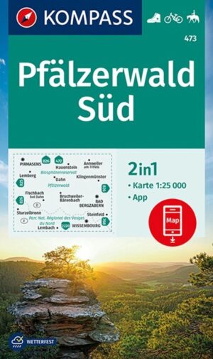 Kompass wandelkaart KP-473  Pfalz Naturpark Pfälzerwald Süd 1:25.000 9783991540656  Kompass Wandelkaarten Kompass Rheinland-Pfalz  Wandelkaarten Pfalz, Deutsche Weinstrasse, Rheinhessen
