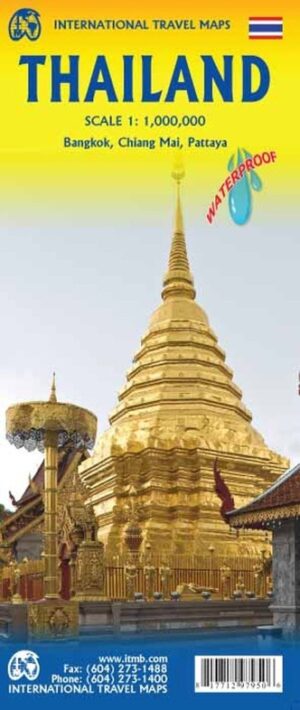 ITM Thailand | landkaart, autokaart 1:1.000.000 9781771297950  International Travel Maps   Landkaarten en wegenkaarten Thailand