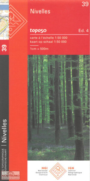 NGI-39  Nivelles (topografische kaart 1:50.000) 9789462355651  Nationaal Geografisch Instituut NGI Wallonië 1:50.000  Wandelkaarten Wallonië (Ardennen)
