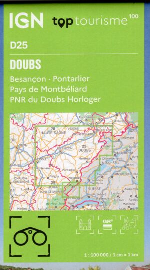 TCD-25 Doubs, Besançon | overzichtskaart / fietskaart 1:100.000 9782758553182  IGN TOP 100 Départemental  Fietskaarten, Landkaarten en wegenkaarten Franse Jura