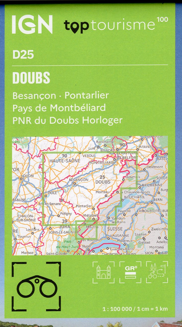 TCD-25 Doubs, Besançon | overzichtskaart / fietskaart 1:100.000 9782758553182 IGN TOP 100 Départemental Fietskaarten, Landkaarten en wegenkaarten Franse Jura TCD-25 Doubs, Besançon | overzichtskaart / fietskaart 1:100.000 9782758553182 IGN TOP 100 Départemental Fietskaarten, Landkaarten en wegenkaarten Franse Jura