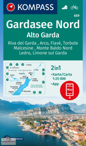 Kompass wandelkaart KP-659  Gardasee Nord  1:25.000 9783991542087  Kompass Wandelkaarten Kompass Italië  Wandelkaarten Gardameer