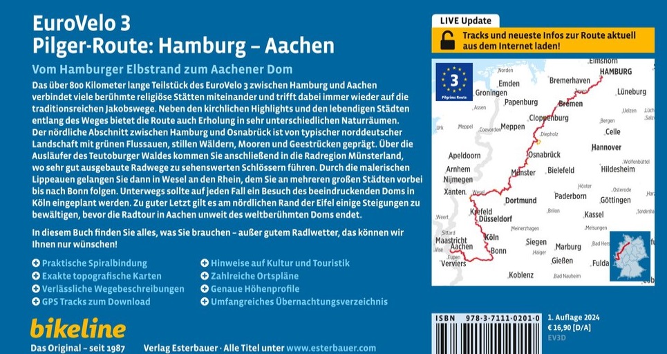 Bikeline EuroVelo 3 | Pilger-Route: Hamburg – Aachen | fietsgids 9783711102010 Esterbauer Bikeline Fietsgidsen, Meerdaagse fietsvakanties Noordwest-Duitsland (met Harz), West-Duitsland Bikeline EuroVelo 3 | Pilger-Route: Hamburg – Aachen | fietsgids 9783711102010 Esterbauer Bikeline Fietsgidsen, Meerdaagse fietsvakanties Noordwest-Duitsland (met Harz), West-Duitsland