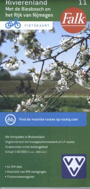 FFK-11  Rivierenland | VVV fietskaart 1:60.000 * 9789028705234  Falk Fietskaarten met Knooppunten  Fietskaarten Nijmegen en het Rivierengebied