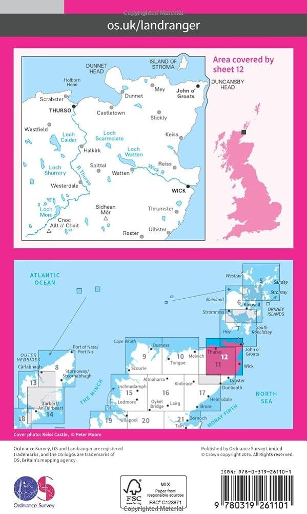 LR-012 Thurso, Wick | topografische wandelkaart 9780319261101 Ordnance Survey Landranger Maps 1:50.000 Wandelkaarten de Schotse Hooglanden (ten noorden van Glasgow / Edinburgh) LR-012 Thurso, Wick | topografische wandelkaart 9780319261101 Ordnance Survey Landranger Maps 1:50.000 Wandelkaarten de Schotse Hooglanden (ten noorden van Glasgow / Edinburgh)
