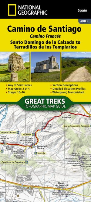 wandelatlas Santiago deel 2: Santo Domingo de la Calzada to Terradillos de los Templarios 1/50 9781566959209  National Geographic   Santiago de Compostela, Wandelkaarten Santiago de Compostela, de Spaanse routes