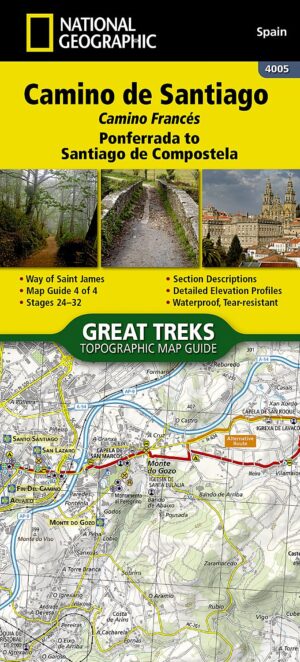 wandelatlas Santiago deel 4: Ponferrada to Santiago de Compostela 1/50 9781566959223  National Geographic   Santiago de Compostela, Wandelkaarten Santiago de Compostela, de Spaanse routes