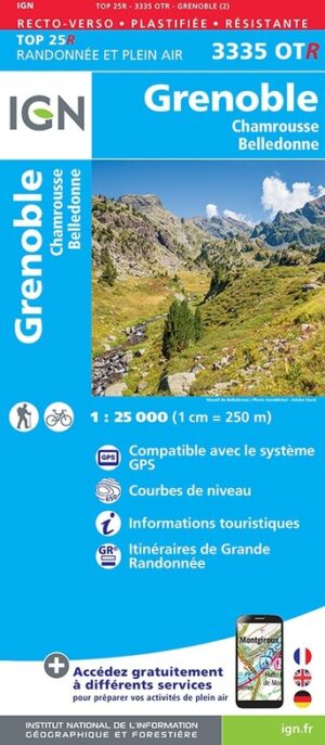 3335OTR Grenoble, Chamrousse, Belledonne | wandelkaart 1:25.000 9782758551973  IGN IGN 25 version résistante  Wandelkaarten Vercors, Chartreuse, Grenoble, Isère