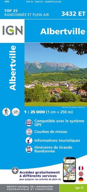 wandelkaart 3432ET Albertville 1:25.000 9782758554141  IGN IGN 25 Franse Alpen/ Nrd.helft  Wandelkaarten Vanoise, Savoie