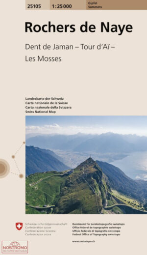 G-25105  Rochers de Naye, Dent de Jaman, Tour d'Aï 1/25 9783302251059  Bundesamt / Swisstopo Gipfel 1:25.000  Wandelkaarten Jura, Genève, Vaud