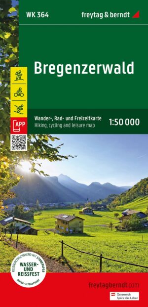 WK-364  Bezau, Bregenzer Wald, Dornbirn wandelkaart 1:50.000 9783707923377  Freytag & Berndt WK 1:50.000  Wandelkaarten Vorarlberg