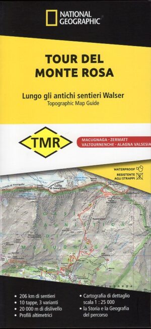 Tour del Monte Rosa | wandelatlas 1:25.000 9788869855849  Geo4Map National Geographic  Meerdaagse wandelroutes, Wandelkaarten Noord-Italië, Oberwallis