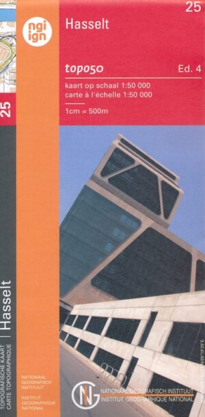NGI-25  Hasselt (topografische kaart 1:50.000) 9789462356214  Nationaal Geografisch Instituut NGI Vlaanderen  Wandelkaarten Antwerpen & oostelijk Vlaanderen
