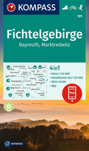 Kompass wandelkaart KP-191 Fichtelgebirge 9783991219811  Kompass Wandelkaarten Kompass Franken / Altmühltal  Wandelkaarten Franken, Nürnberg, Altmühltal