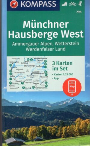 Kompass wandelkaart KP-796 Münchner Hausberge West 9783991542483  Kompass Wandelkaarten Kompass Oberbayern  Wandelkaarten Beierse Alpen