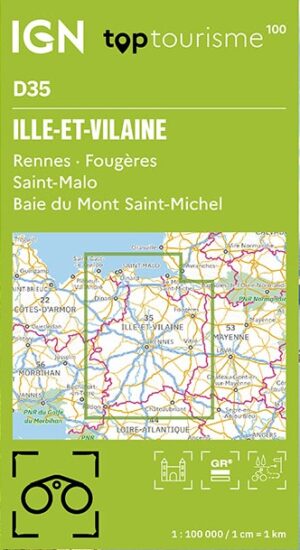 TCD-35 Ille-et-Vilaine | overzichtskaart / fietskaart 1:100.000 9782758553267  IGN TOP 100 Départemental  Fietskaarten, Landkaarten en wegenkaarten Bretagne