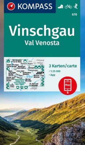 Kompass wandelkaart KP-670 Vinschgau, Val Venosta | 3 kaarten 1:25.000 9783991542193  Kompass Wandelkaarten KP25 Zuid-Tirol, Dolomieten  Wandelkaarten Zuid-Tirol, Dolomieten