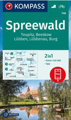 Kompass wandelkaart KP-748 Spreewald 9783991219880  Kompass Wandelkaarten Kompass Brandenburg / S.Anhalt  Wandelkaarten Brandenburg & Sachsen-Anhalt