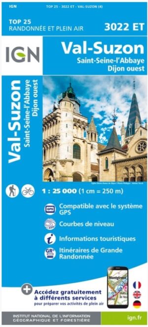 wandelkaart 3022ET Val-Suzon, St-Seine-l'Abbaye, Dijon Ouest 1:25.000 9782758551546  IGN IGN 25 Bourgogne & Morvan  Wandelkaarten Bourgogne