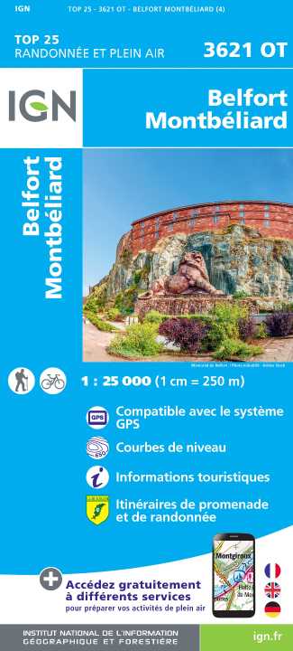 wandelkaart 3621OT Belfort, Montbéliard 1:25.000 9782758550402 IGN IGN 25 Jura (F) Wandelkaarten Franse Jura wandelkaart 3621OT Belfort, Montbéliard 1:25.000 9782758550402 IGN IGN 25 Jura (F) Wandelkaarten Franse Jura