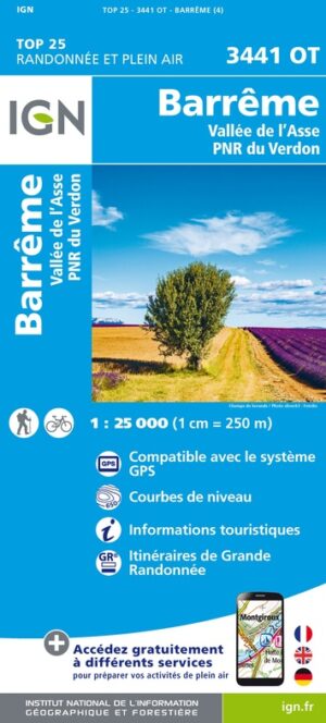 wandelkaart 3441OT Mézel, Barrême, Senez 1:25.000 9782758546726  IGN IGN 25 Franse Alpen/ zuidhelft  Wandelkaarten Haute-Provence, Verdon, Var