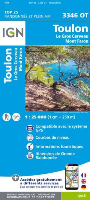 wandelkaart 3346OT Toulon, Six-Fours-les-Plages 1:25.000 9782758551515  IGN IGN 25 Côte-d'Azur, Var  Wandelkaarten Côte d’Azur