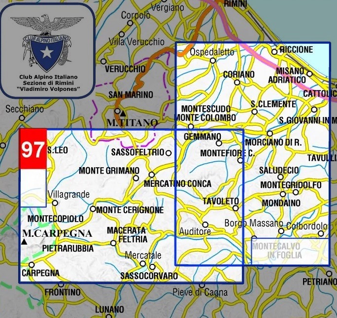 ESC-97 Valconca | wandelkaart 1:25.000 9791280163462 Escursionista Carta dei Sentieri 1:25.000 Wandelkaarten Bologna, Emilia-Romagna, De Marken ESC-97 Valconca | wandelkaart 1:25.000 9791280163462 Escursionista Carta dei Sentieri 1:25.000 Wandelkaarten Bologna, Emilia-Romagna, De Marken