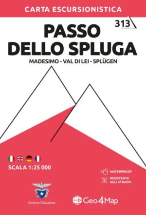 G4M-313 Passo dello Spluga | wandelkaart 1:25.000 9788899606572  Geo4Map   Wandelkaarten Graubünden, Milaan, Lombardije, Italiaanse Meren
