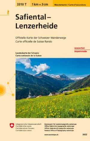 3310T Safiental - Lenzerheide | wandelkaart 1:33.333 9783302333106  Bundesamt / Swisstopo Wanderkarten 1:33.333  Wandelkaarten Graubünden