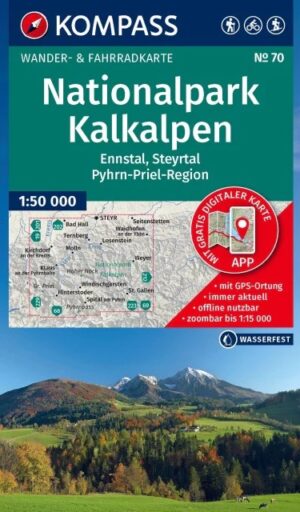 Kompass wandelkaart KP-70  NP Kalkalpen 9783990449394  Kompass Wandelkaarten Kompass Oostenrijk  Wandelkaarten Salzburger Land & Stiermarken
