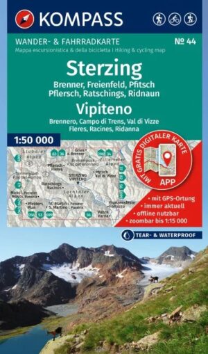 Kompass wandelkaart KP-44 Sterzing/Vipiteno 1:50.000 9783991541929  Kompass Wandelkaarten KP50 Zuid-Tirol, Dolomieten  Wandelkaarten Zuid-Tirol, Dolomieten