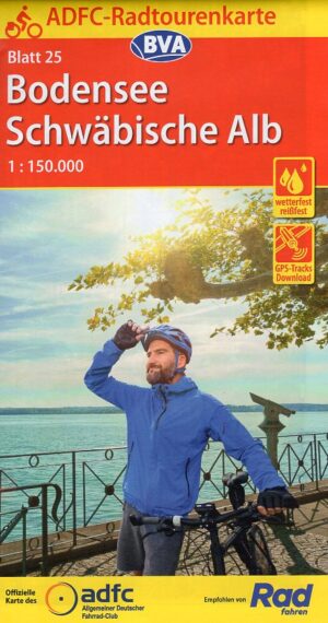 ADFC-25 Bodensee/Schwäbische Alb | fietskaart 1:150.000 9783969902592  ADFC / BVA Radtourenkarten 1:150.000  Fietskaarten Bodenmeer, Schwäbische Alb