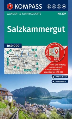 Kompass wandelkaart KP-229 Salzkammergut, 2 kaarten 1:50.000 9783991542971  Kompass Wandelkaarten Kompass Oostenrijk  Wandelkaarten Salzburger Land & Stiermarken