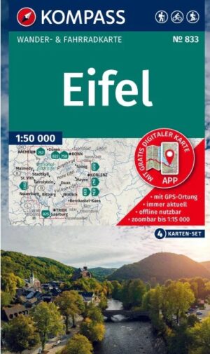 Kompass wandelkaart KP-833  Eifel 1:50.000 (set van vier kaarten) 9783991543015  Kompass Wandelkaarten Kompass Rheinland-Pfalz  Wandelkaarten Eifel