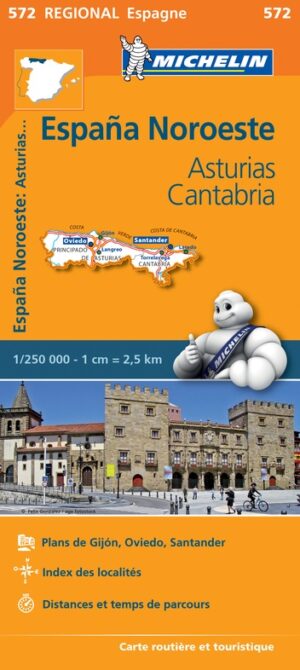 572  Asturias/Cantabria | Michelin  wegenkaart, autokaart 1:250.000 9782067184121  Michelin Michelin Spanje Regionaal  Landkaarten en wegenkaarten Noordwest-Spanje